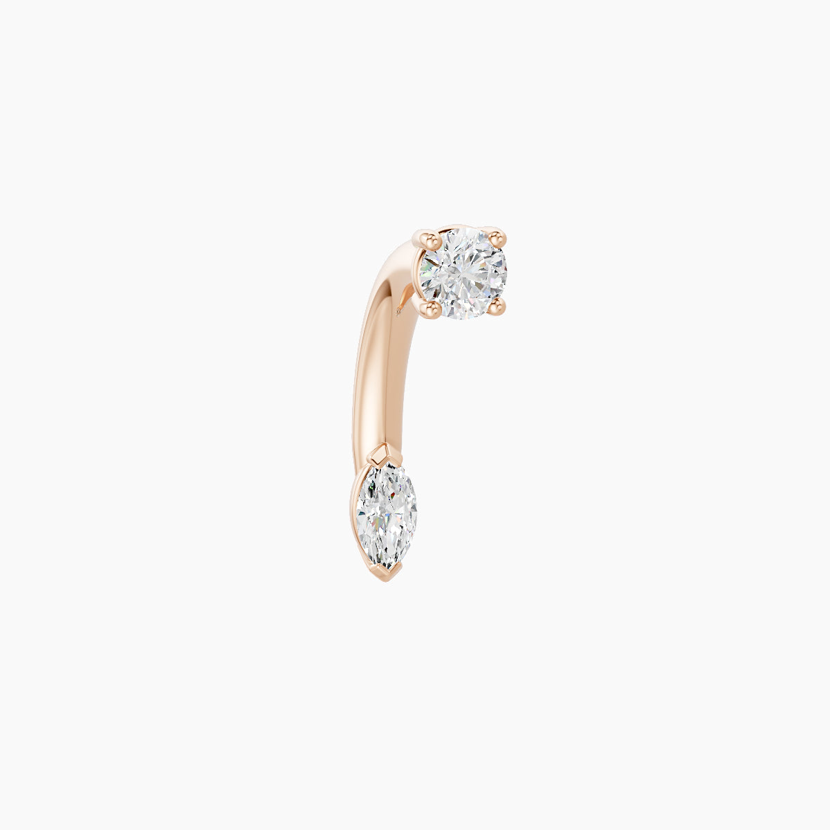 Nut | 18k Rose Gold 5 mm 8 mm Marquise Diamond Navel Piercing