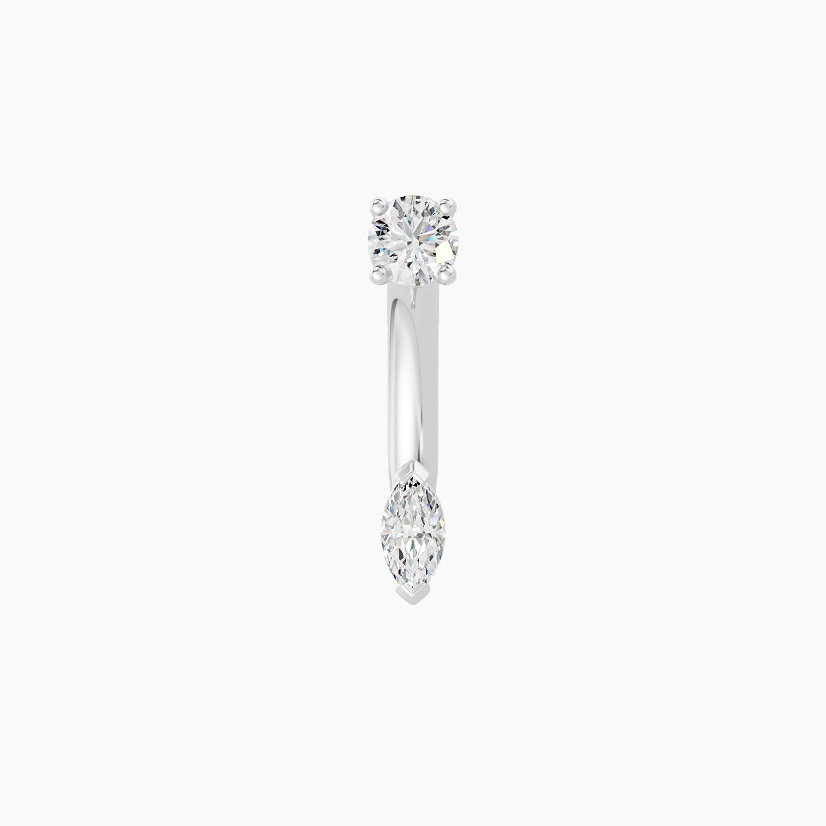 Nut | 18k White Gold 5 mm 8 mm Marquise Diamond Navel Piercing