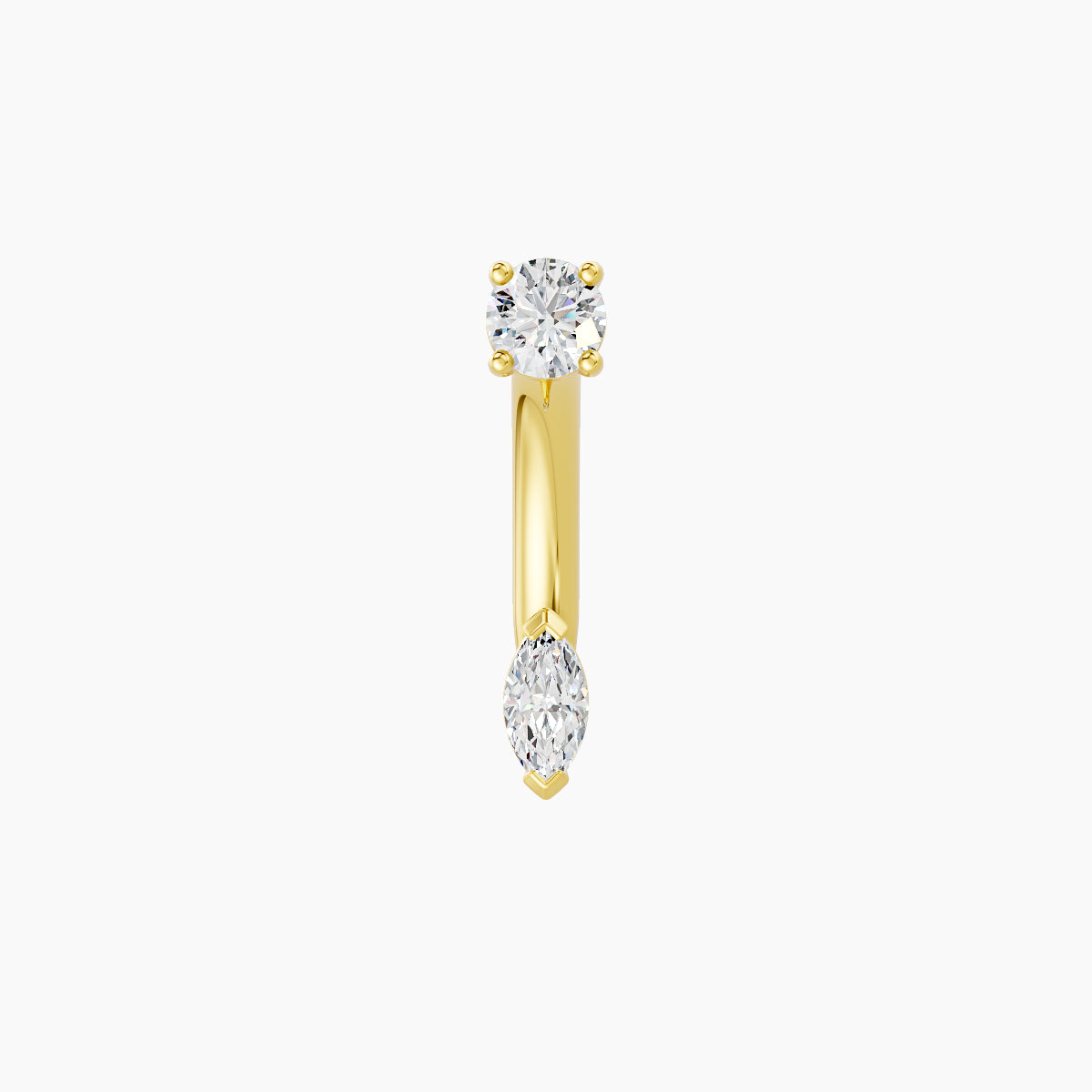 Nut | 18k Yellow Gold 5 mm 8 mm Marquise Diamond Navel Piercing