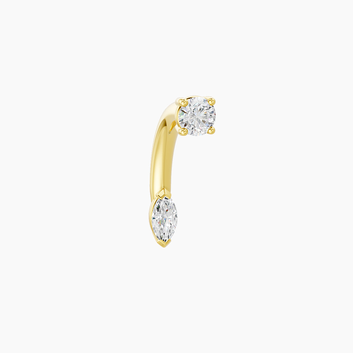 Nut | 18k Yellow Gold 5 mm 8 mm Marquise Diamond Navel Piercing