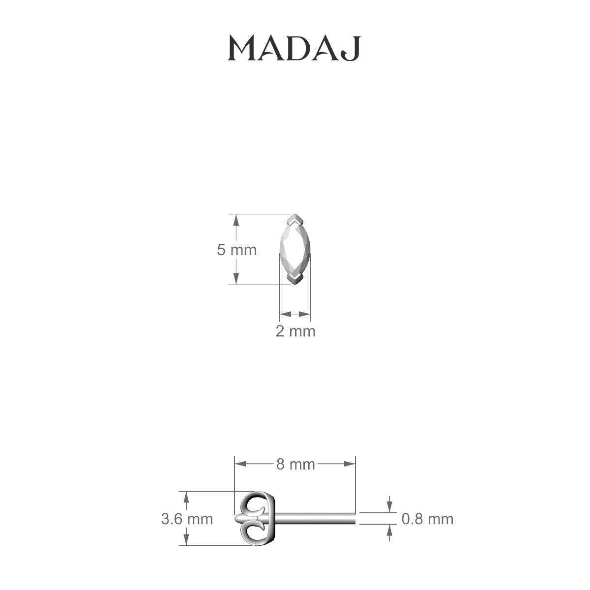 Nut | 18k White Gold 5 mm Marquise Diamond Earring