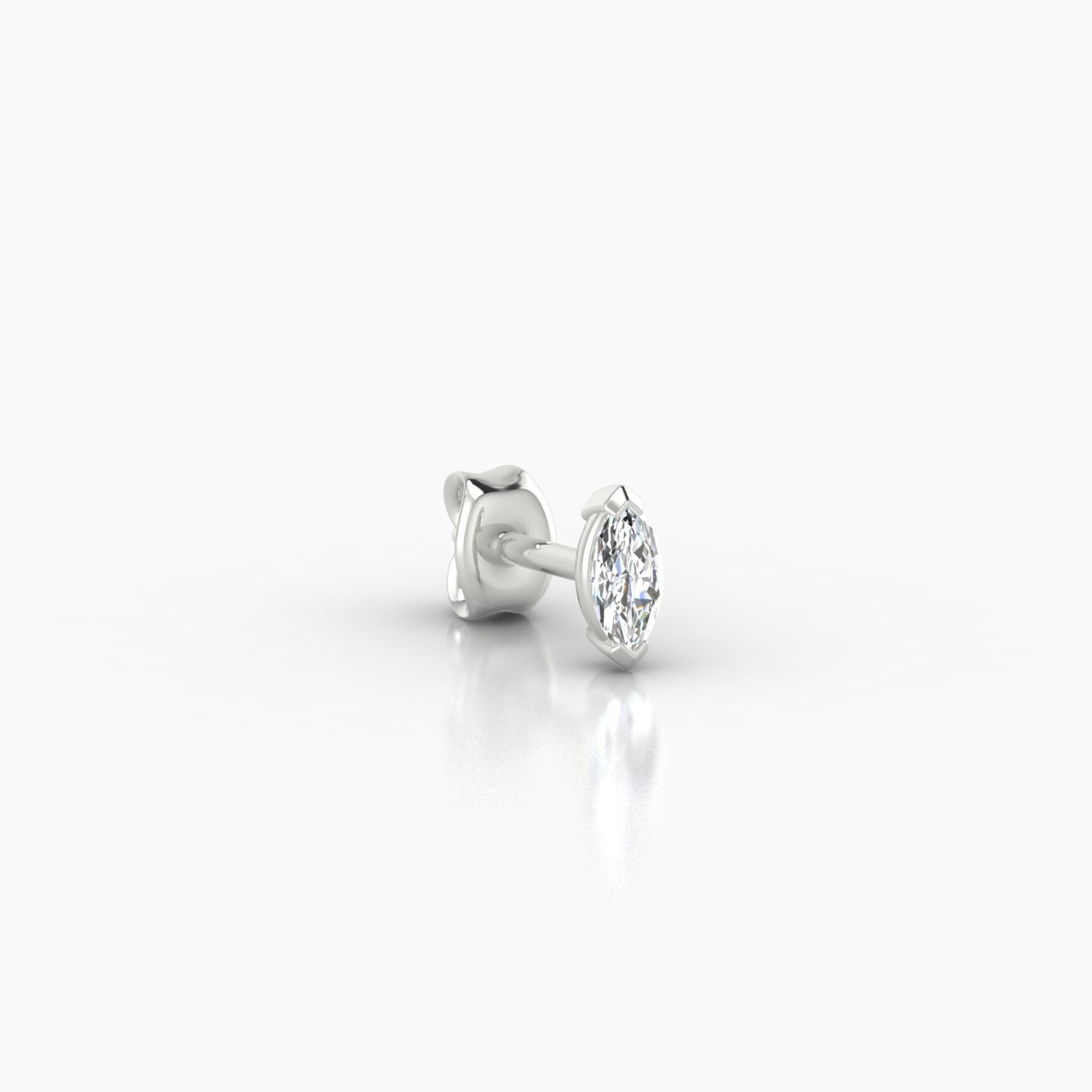 Nut | 18k White Gold 5 mm Marquise Diamond Earring