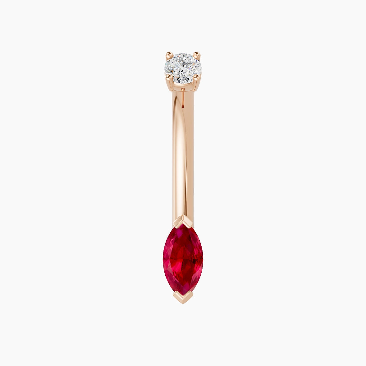 Nut | 18k Rose Gold 7 mm 10 mm Marquise Ruby & Diamond Belly Piercing