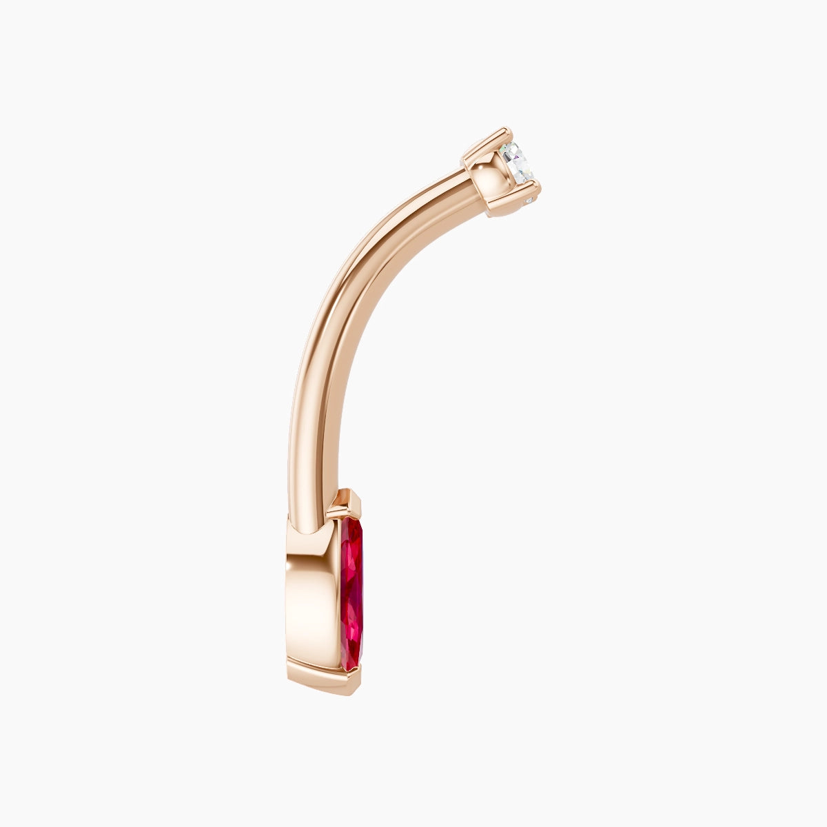Nut | 18k Rose Gold 7 mm 10 mm Marquise Ruby & Diamond Belly Piercing