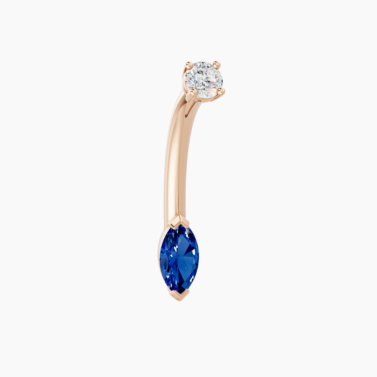 Nut | 18k Rose Gold 7 mm 10 mm Marquise Sapphire & Diamond Belly Piercing