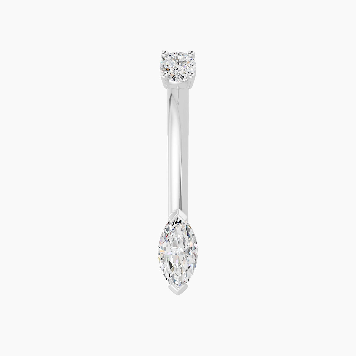 Nut | 18k White Gold 7 mm 10 mm Marquise Diamond Belly Piercing