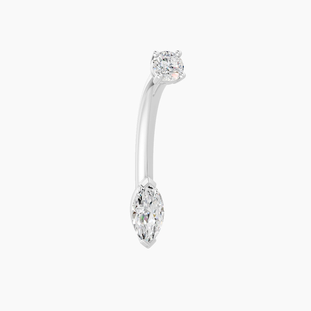 Nut | 18k White Gold 7 mm 10 mm Marquise Diamond Belly Piercing