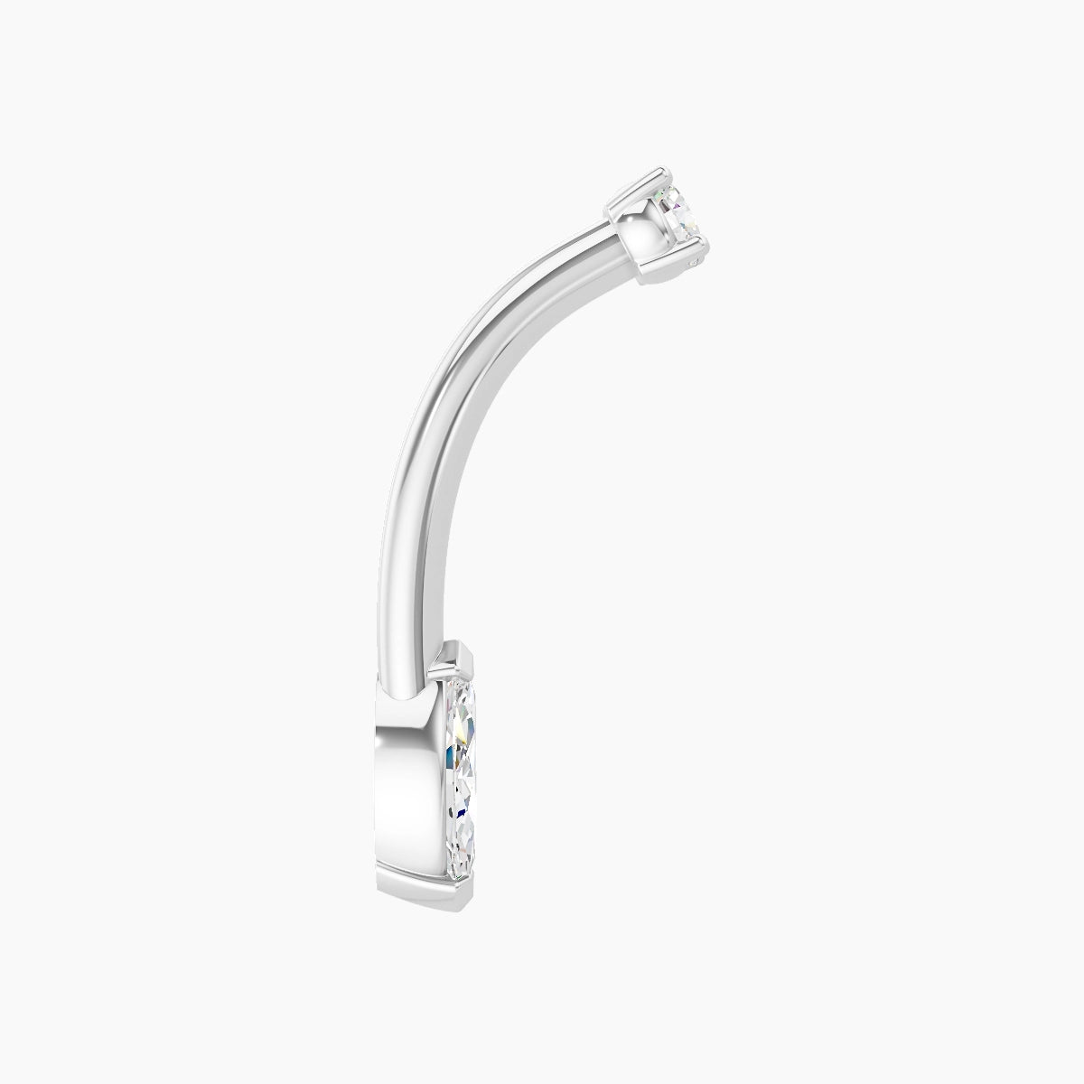 Nut | 18k White Gold 7 mm 10 mm Marquise Diamond Belly Piercing