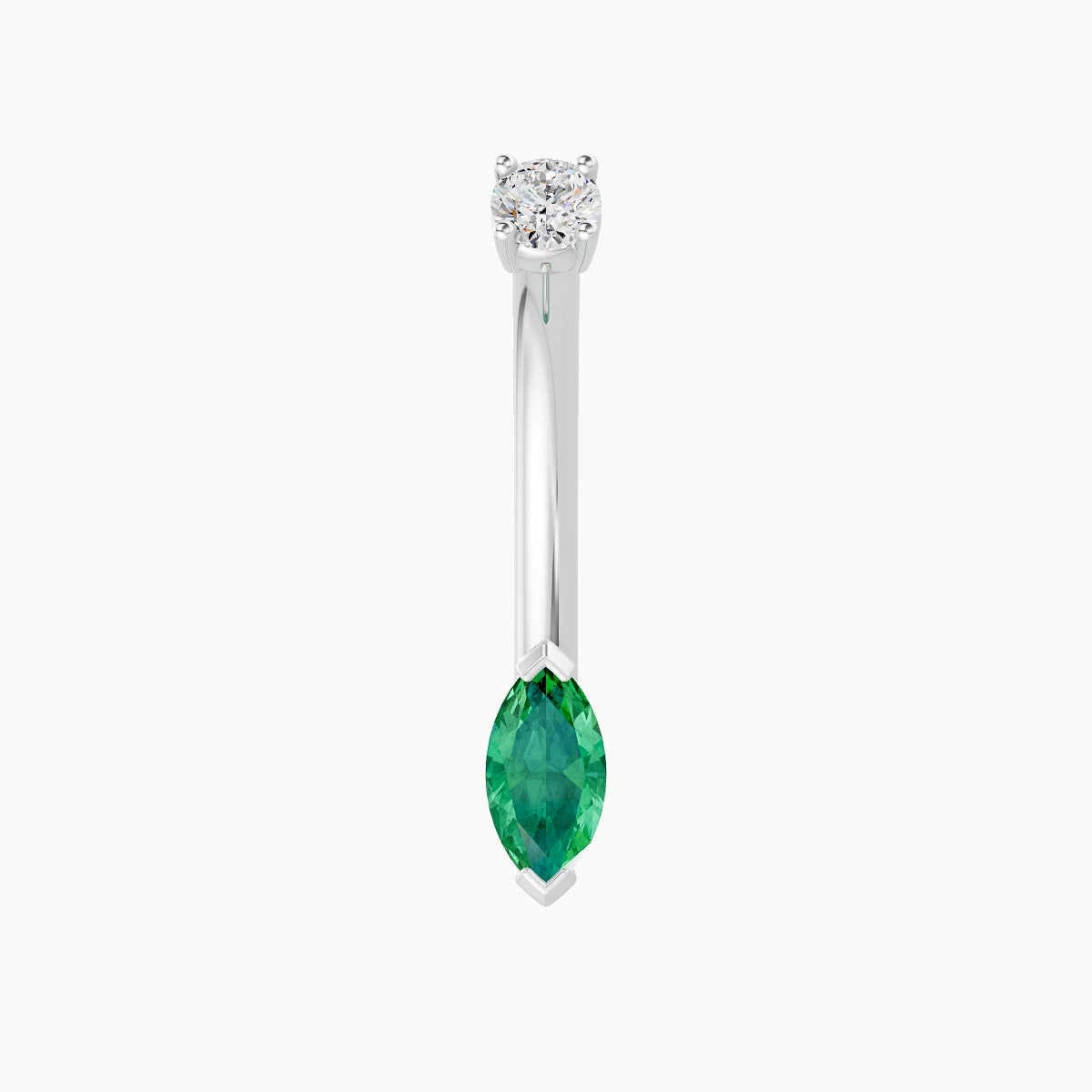Nut | 18k White Gold 7 mm 10 mm Marquise Emerald & Diamond Belly Piercing