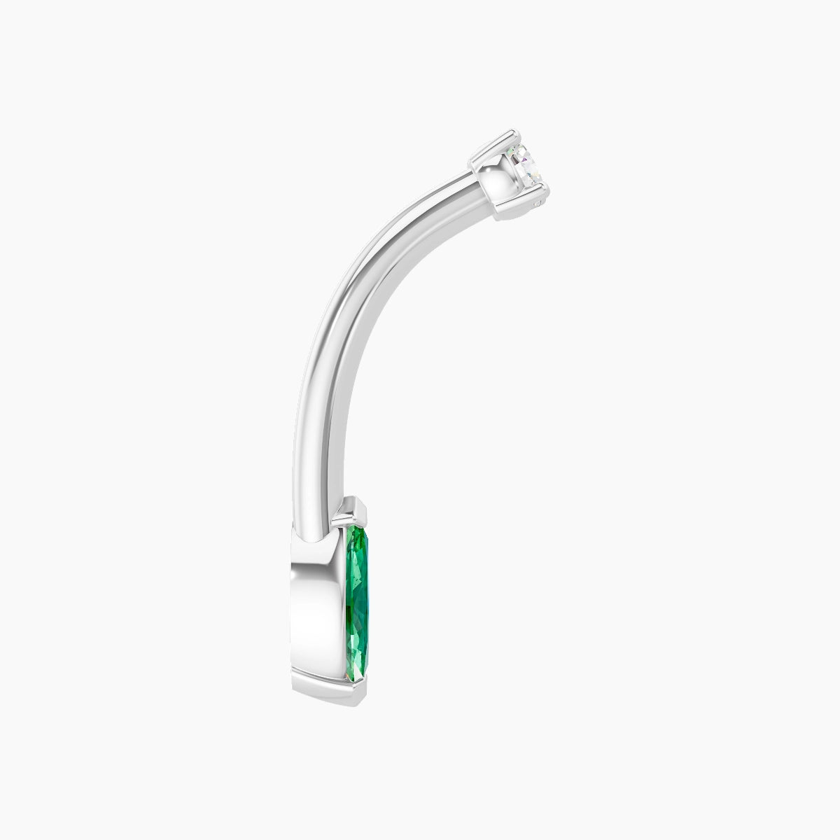 Nut | 18k White Gold 7 mm 10 mm Marquise Emerald & Diamond Belly Piercing
