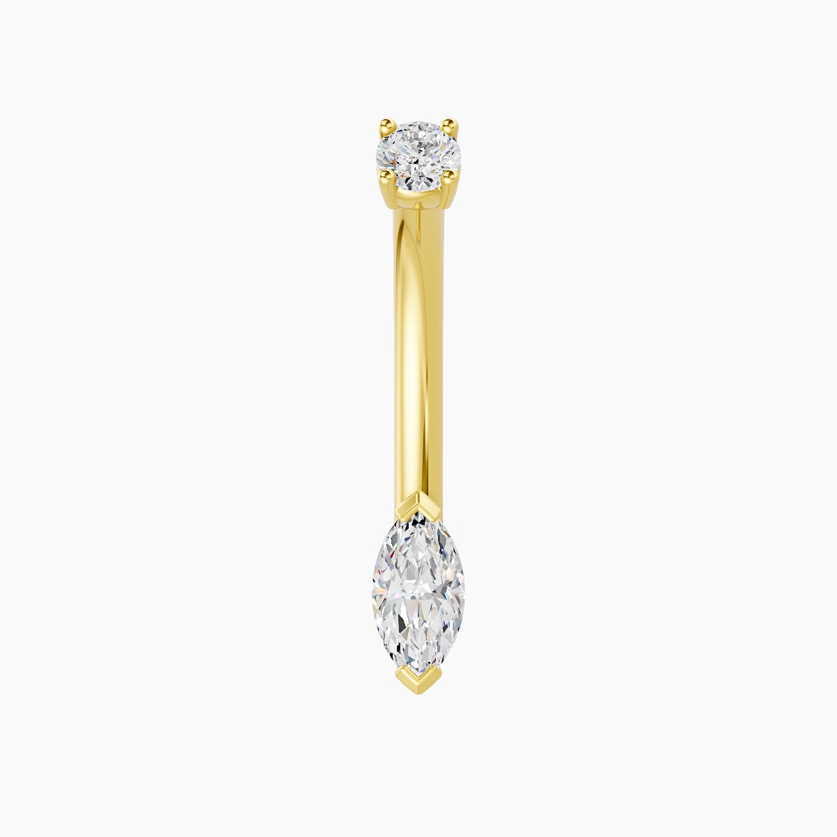 Nut | 18k Yellow Gold 7 mm 10 mm Marquise Diamond Belly Piercing