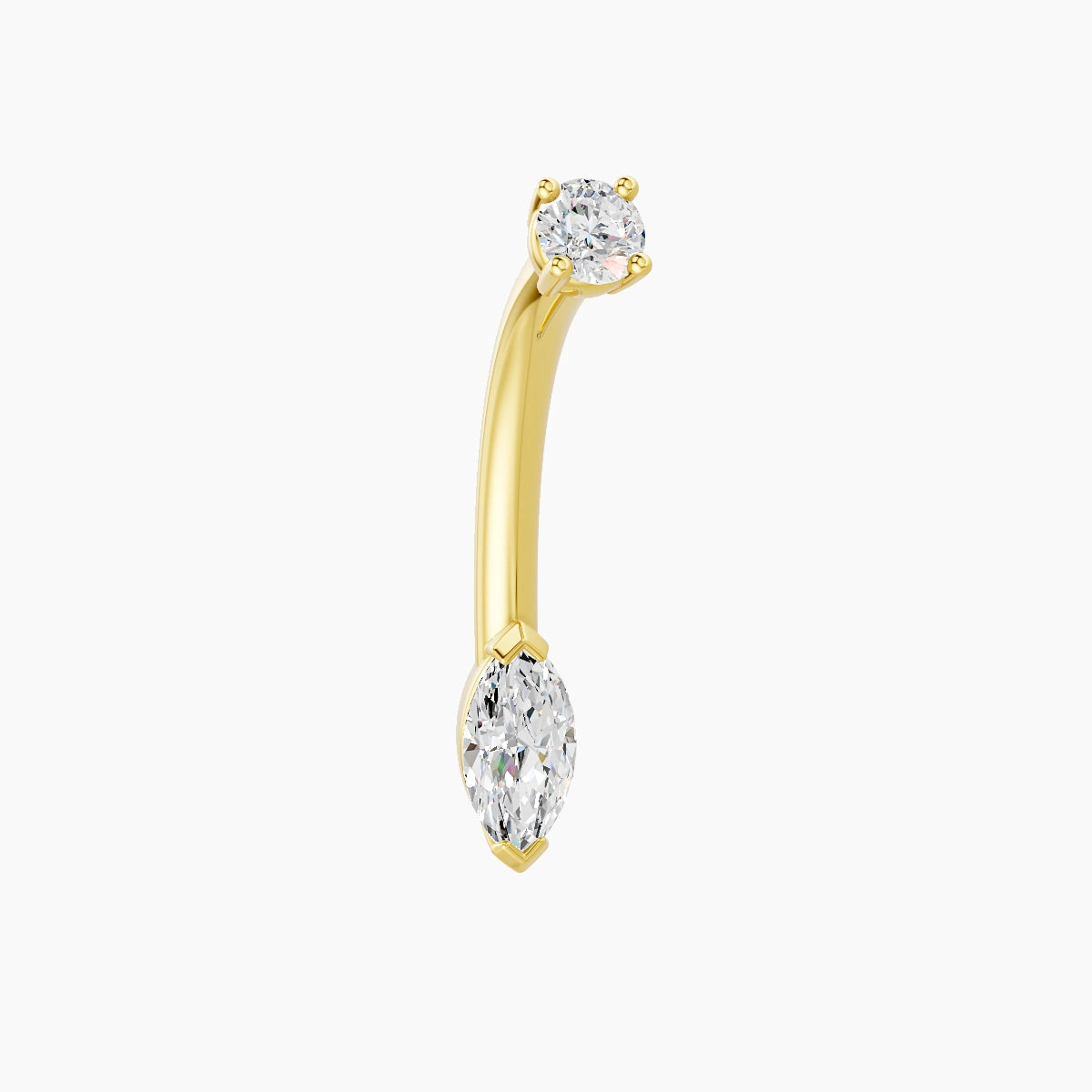 Nut | 18k Yellow Gold 7 mm 10 mm Marquise Diamond Belly Piercing