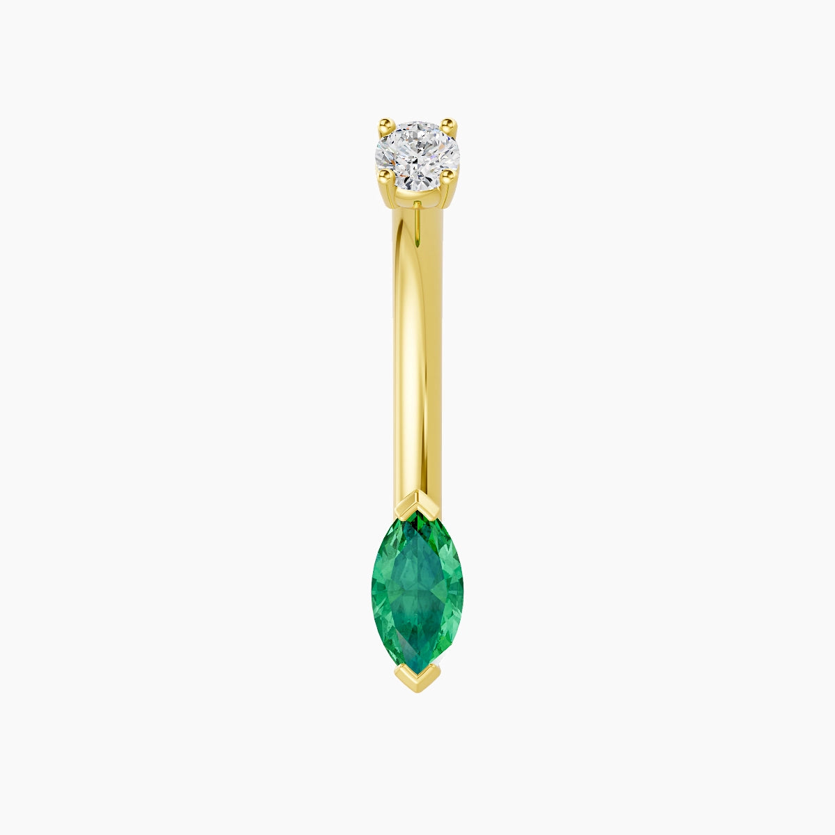 Nut | 18k Yellow Gold 7 mm 10 mm Marquise Emerald & Diamond Belly Piercing