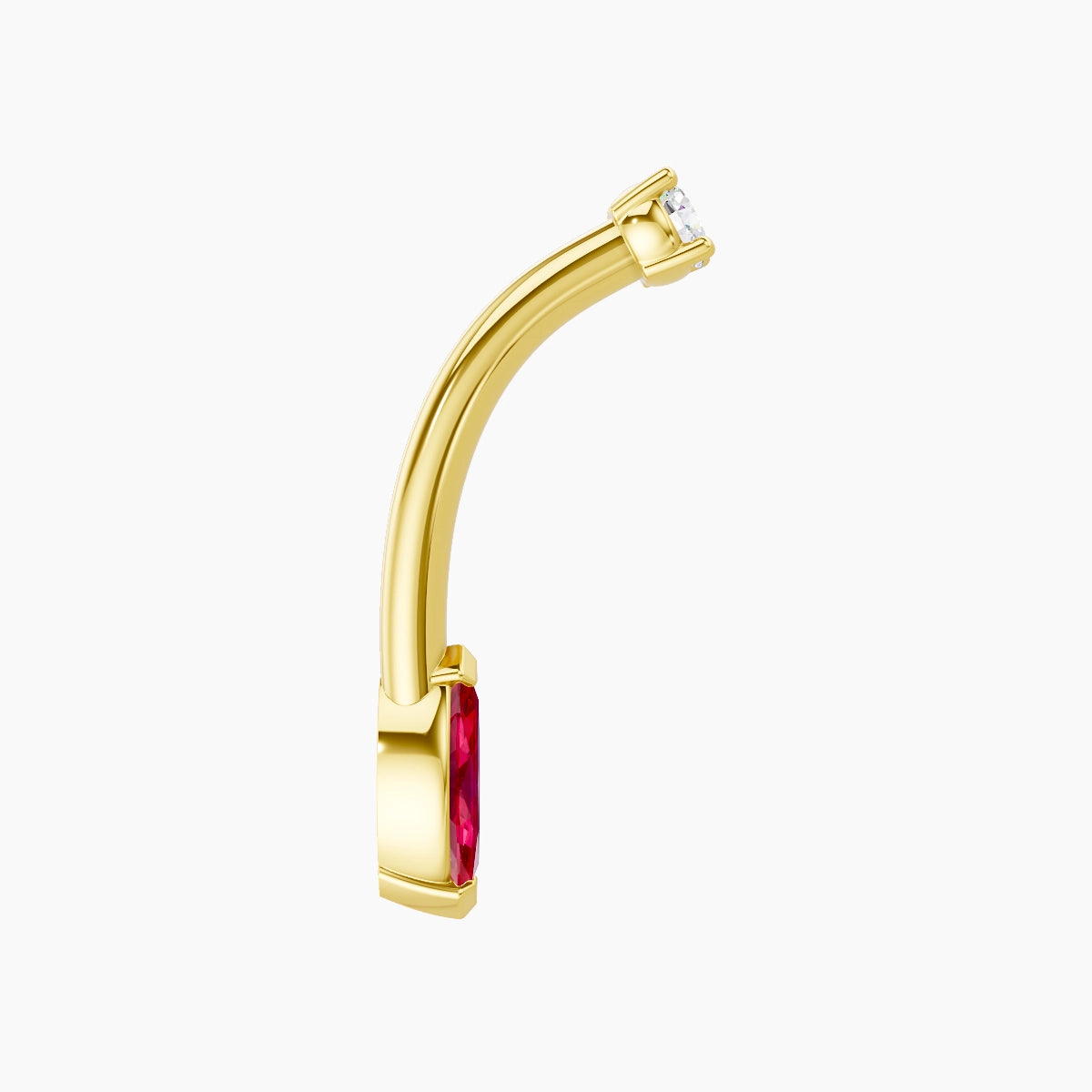 Nut | 18k Yellow Gold 7 mm 10 mm Marquise Ruby & Diamond Belly Piercing