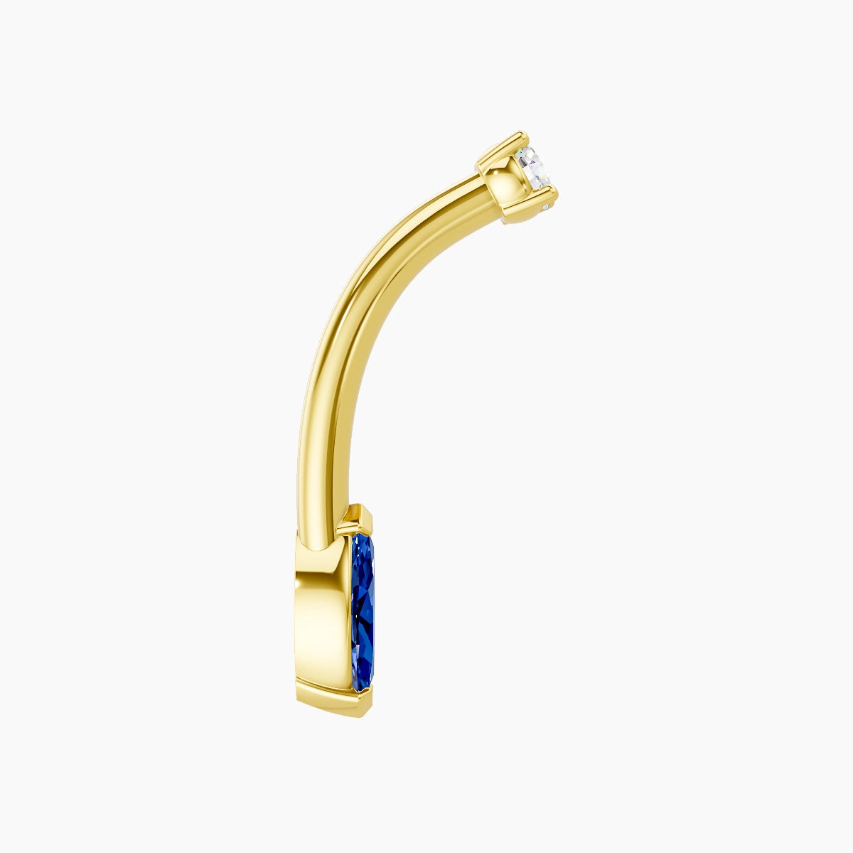 Nut | 18k Yellow Gold 7 mm 10 mm Marquise Sapphire & Diamond Belly Piercing