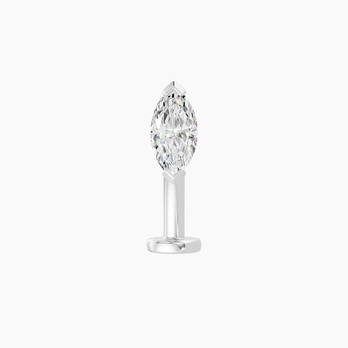 Nut | 18k White Gold 7 mm 10 mm Marquise Diamond Floating Navel Piercing