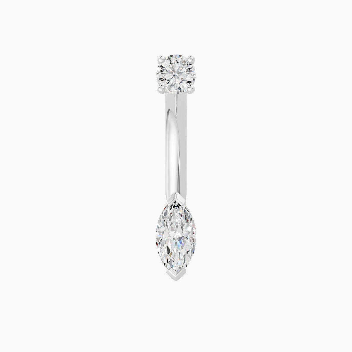 Nut | 18k White Gold 7 mm 10 mm Marquise Diamond Navel Piercing