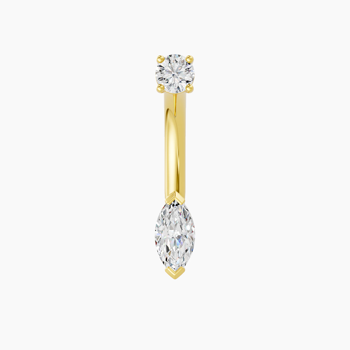 Nut | 18k Yellow Gold 7 mm 10 mm Marquise Diamond Navel Piercing