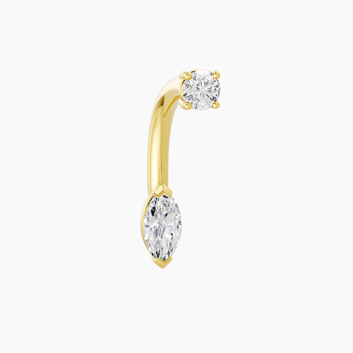 Nut | 18k Yellow Gold 7 mm 10 mm Marquise Diamond Navel Piercing