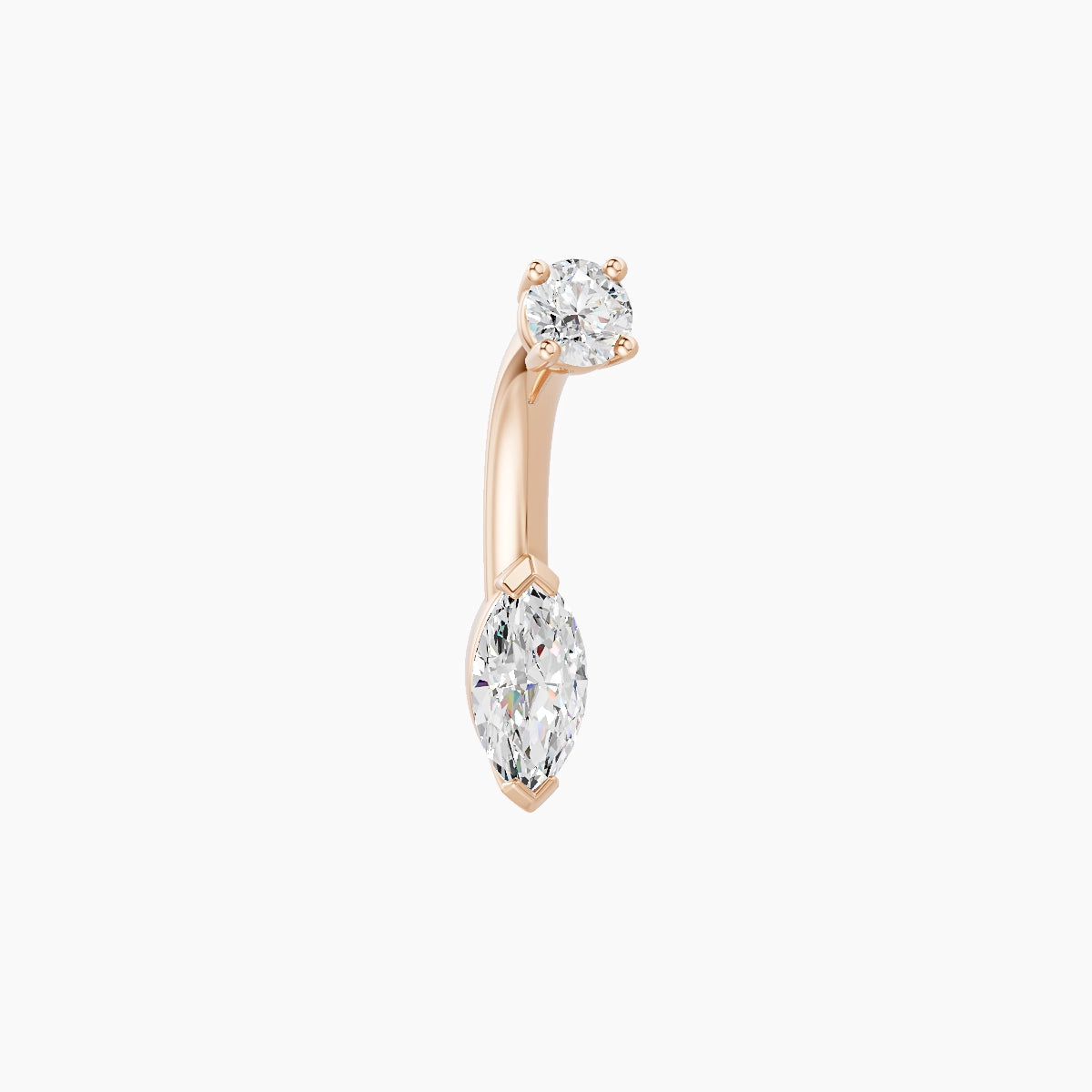 Nut | 18k Rose Gold 7 mm 6 mm Marquise Diamond Belly Piercing