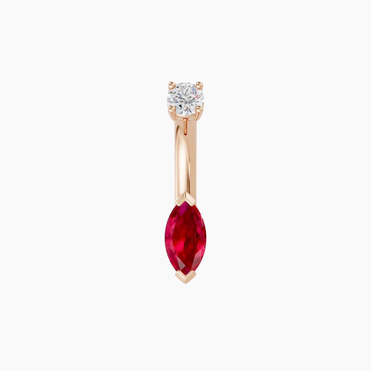 Nut | 18k Rose Gold 7 mm 6 mm Marquise Ruby & Diamond Belly Piercing
