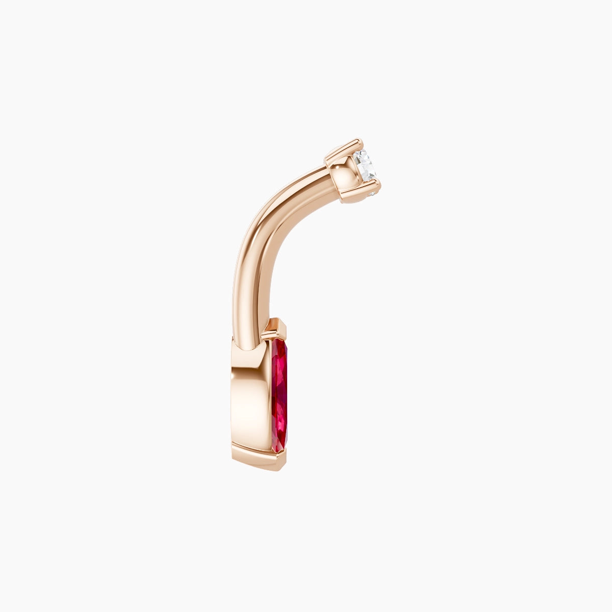 Nut | 18k Rose Gold 7 mm 6 mm Marquise Ruby & Diamond Belly Piercing