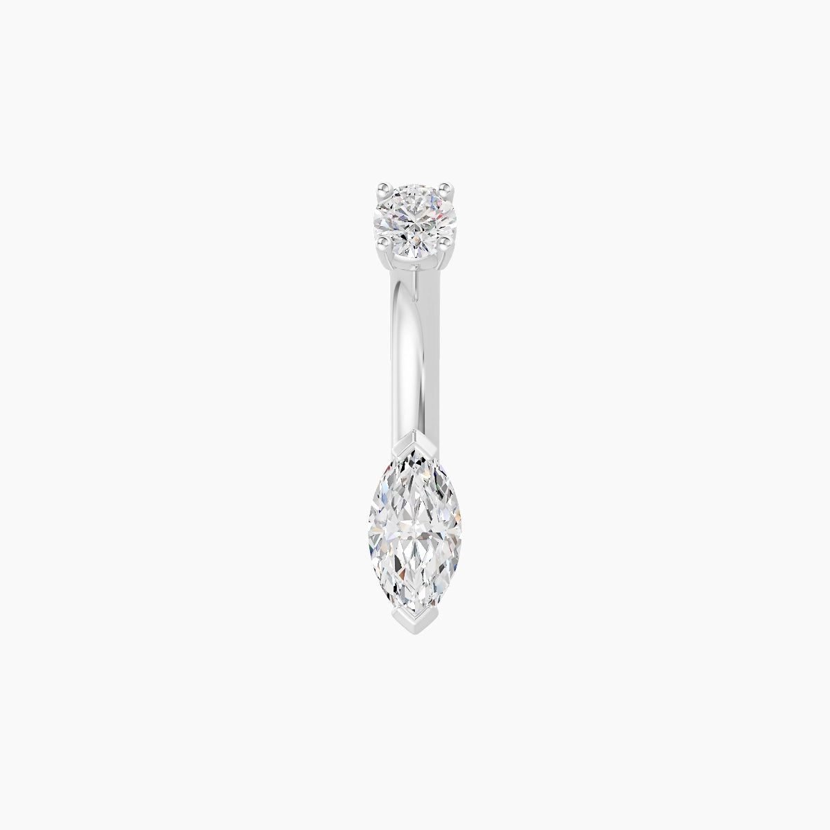 Nut | 18k White Gold 7 mm 6 mm Marquise Diamond Belly Piercing