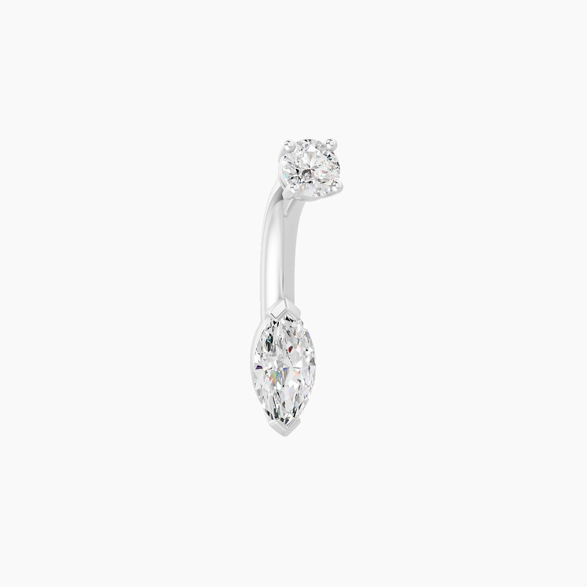 Nut | 18k White Gold 7 mm 6 mm Marquise Diamond Belly Piercing
