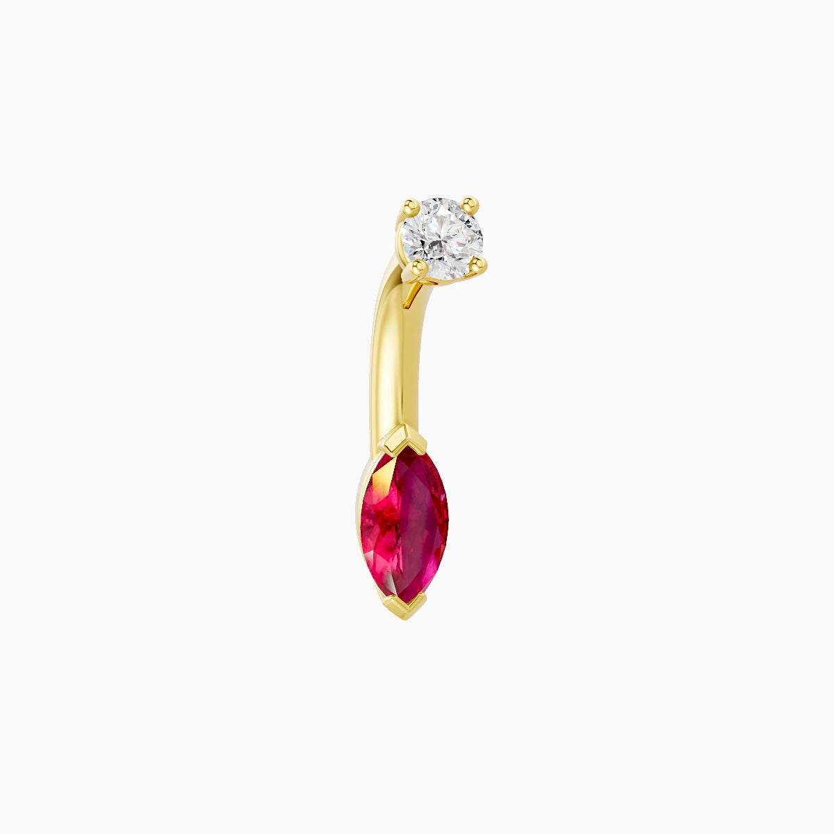 Nut | 18k Yellow Gold 7 mm 6 mm Marquise Ruby & Diamond Belly Piercing