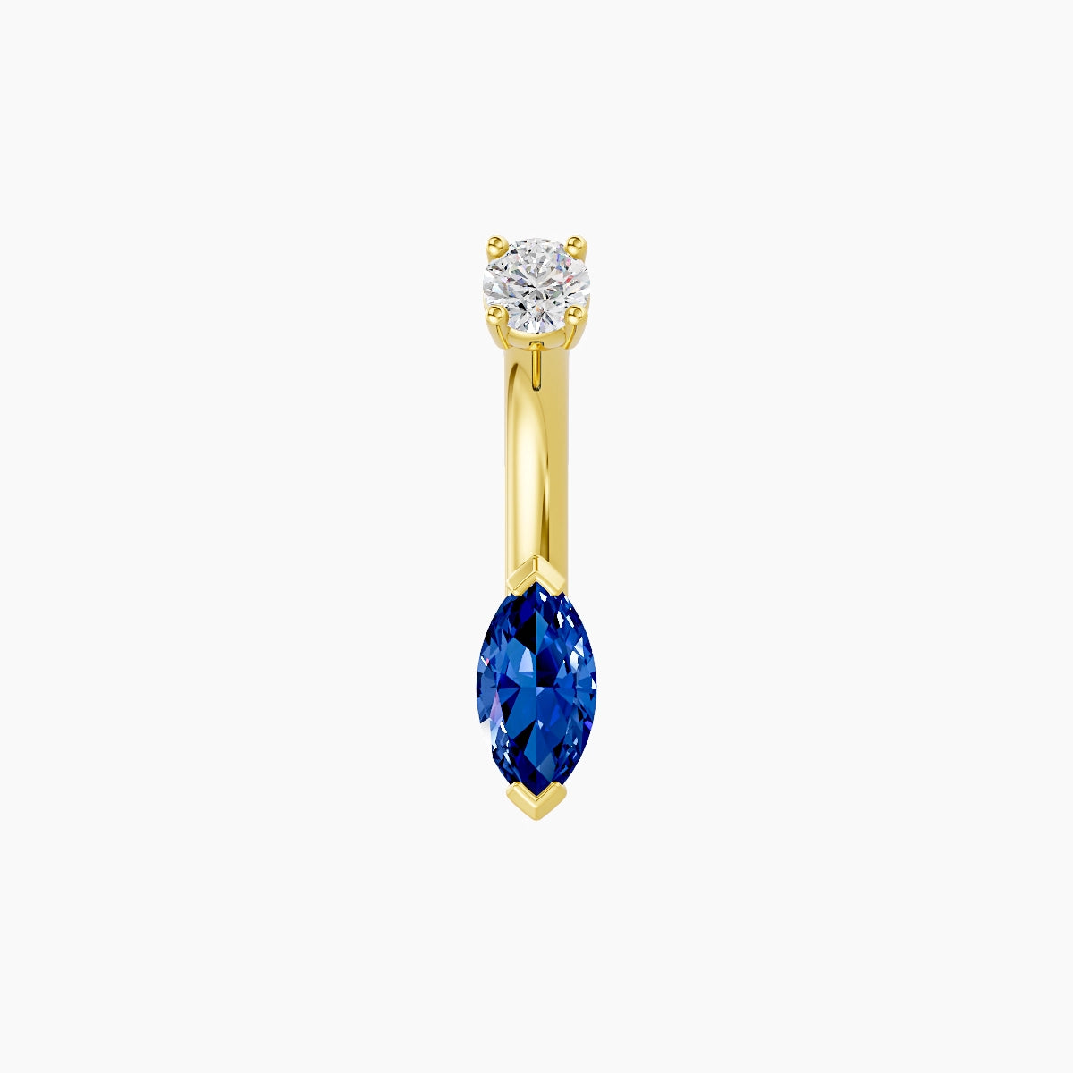 Nut | 18k Yellow Gold 7 mm 6 mm Marquise Sapphire & Diamond Belly Piercing