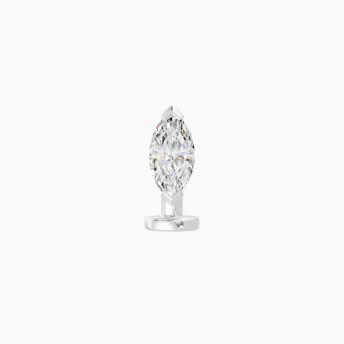 Nut | 18k White Gold 7 mm 6 mm Marquise Diamond Floating Navel Piercing