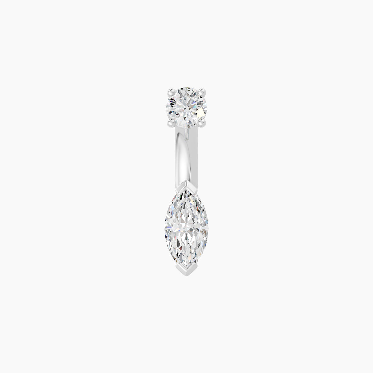 Nut | 18k White Gold 7 mm 6 mm Marquise Diamond Navel Piercing