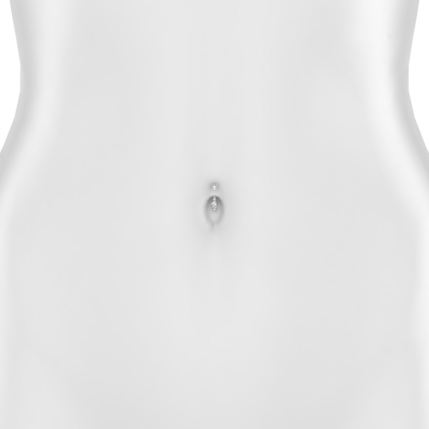 Nut | 18k White Gold 7 mm 6 mm Marquise Diamond Navel Piercing