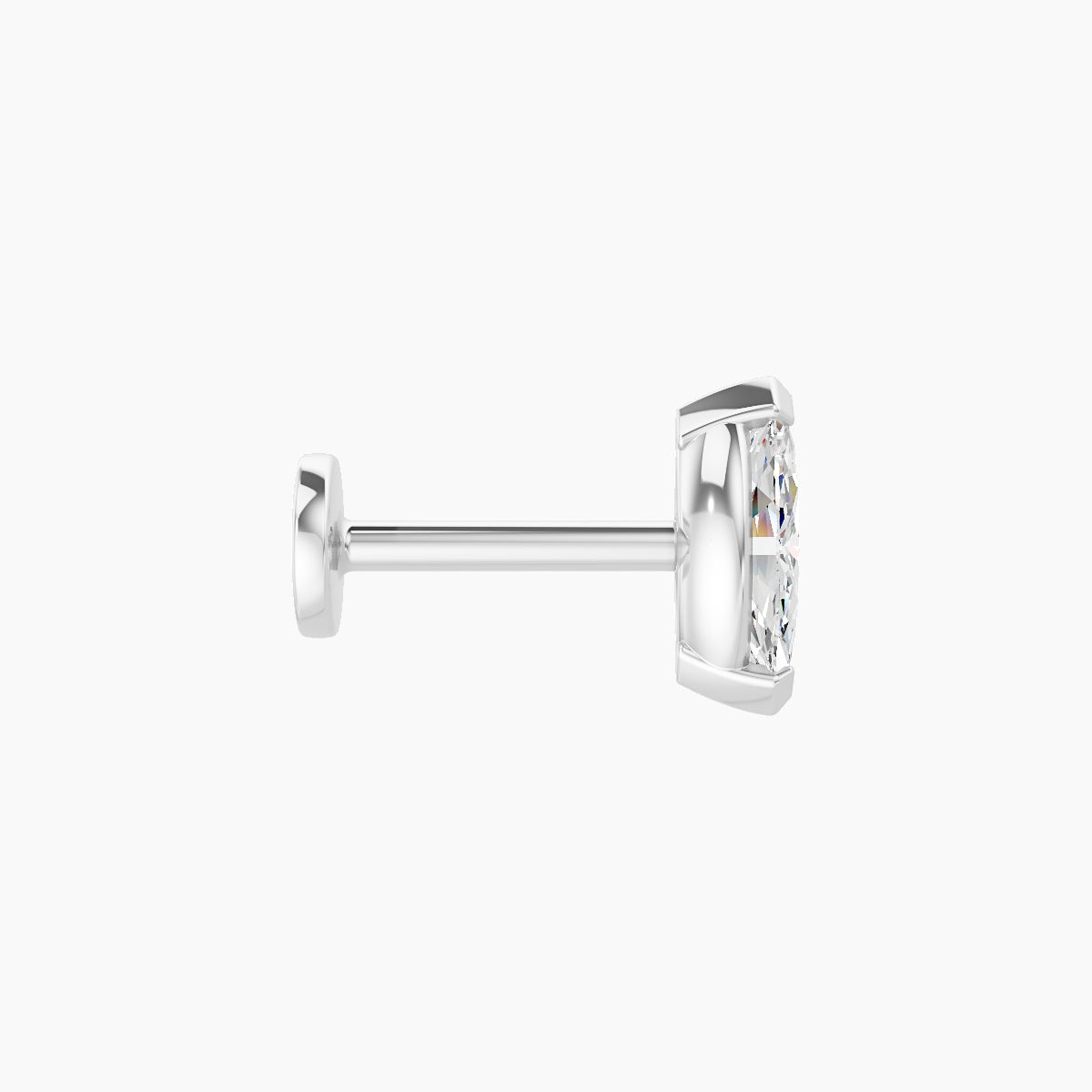 Nut | 18k White Gold 7 mm 6.5 mm Marquise Diamond Nose Piercing
