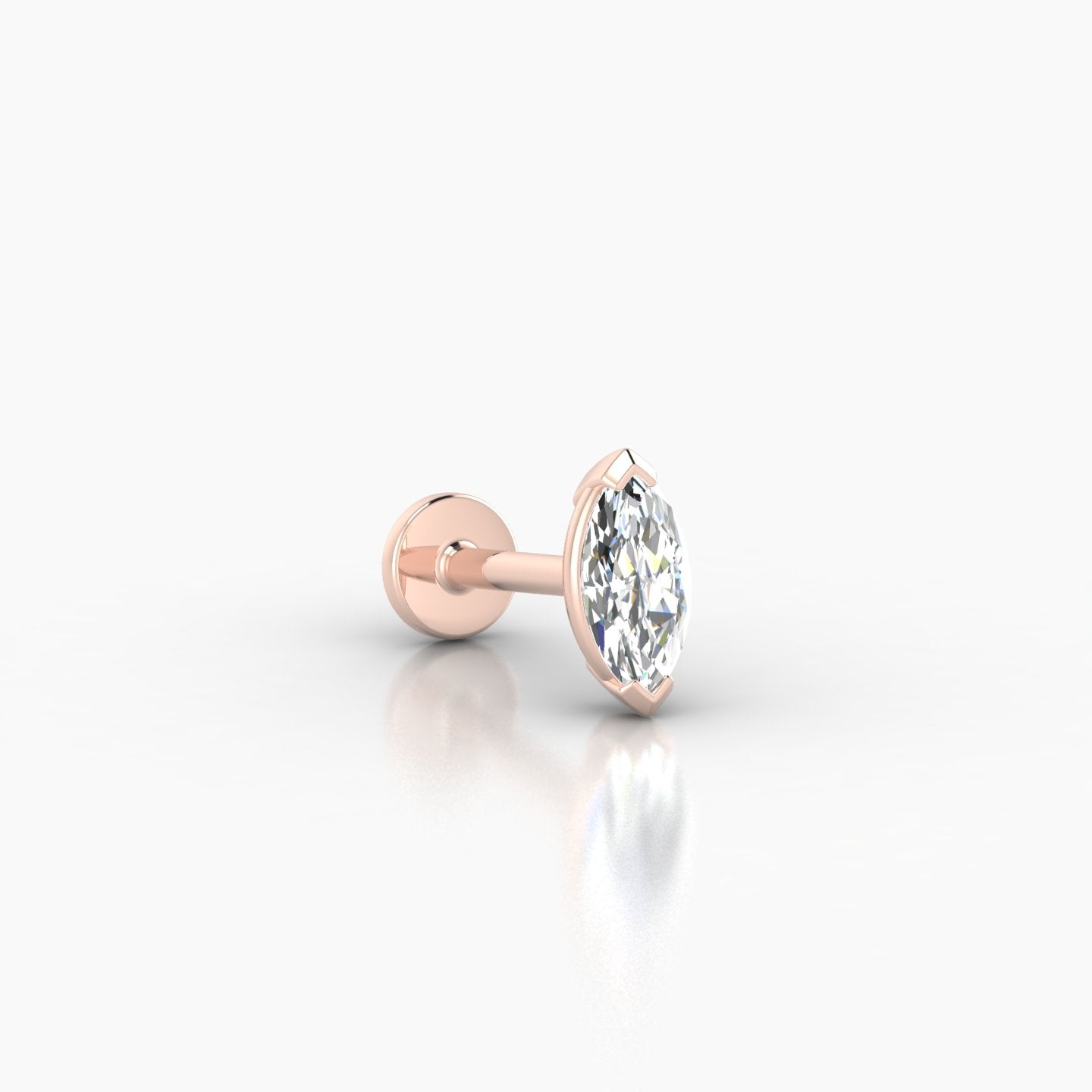 Nut | 18k Rose Gold 7 mm 6.5 mm Marquise Diamond Nostril Piercing