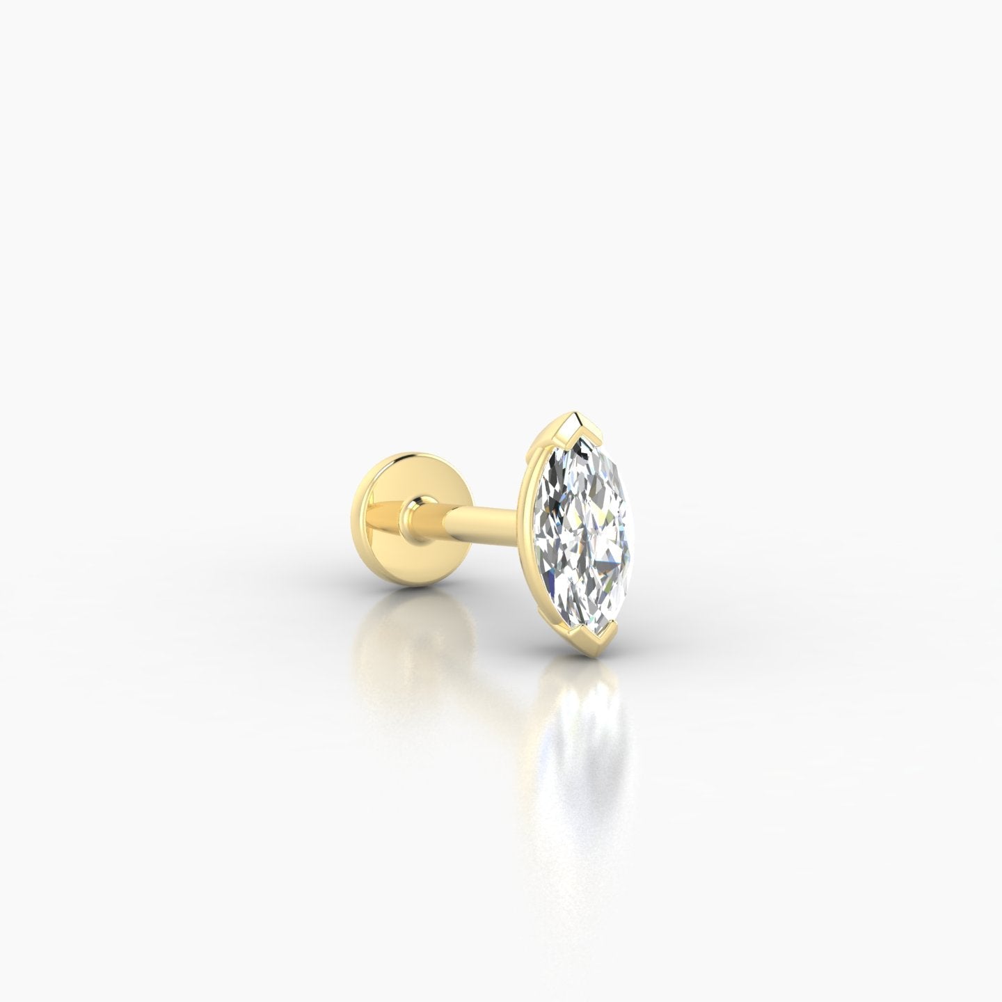 Nut | 18k Yellow Gold 7 mm 6.5 mm Marquise Diamond Nostril Piercing