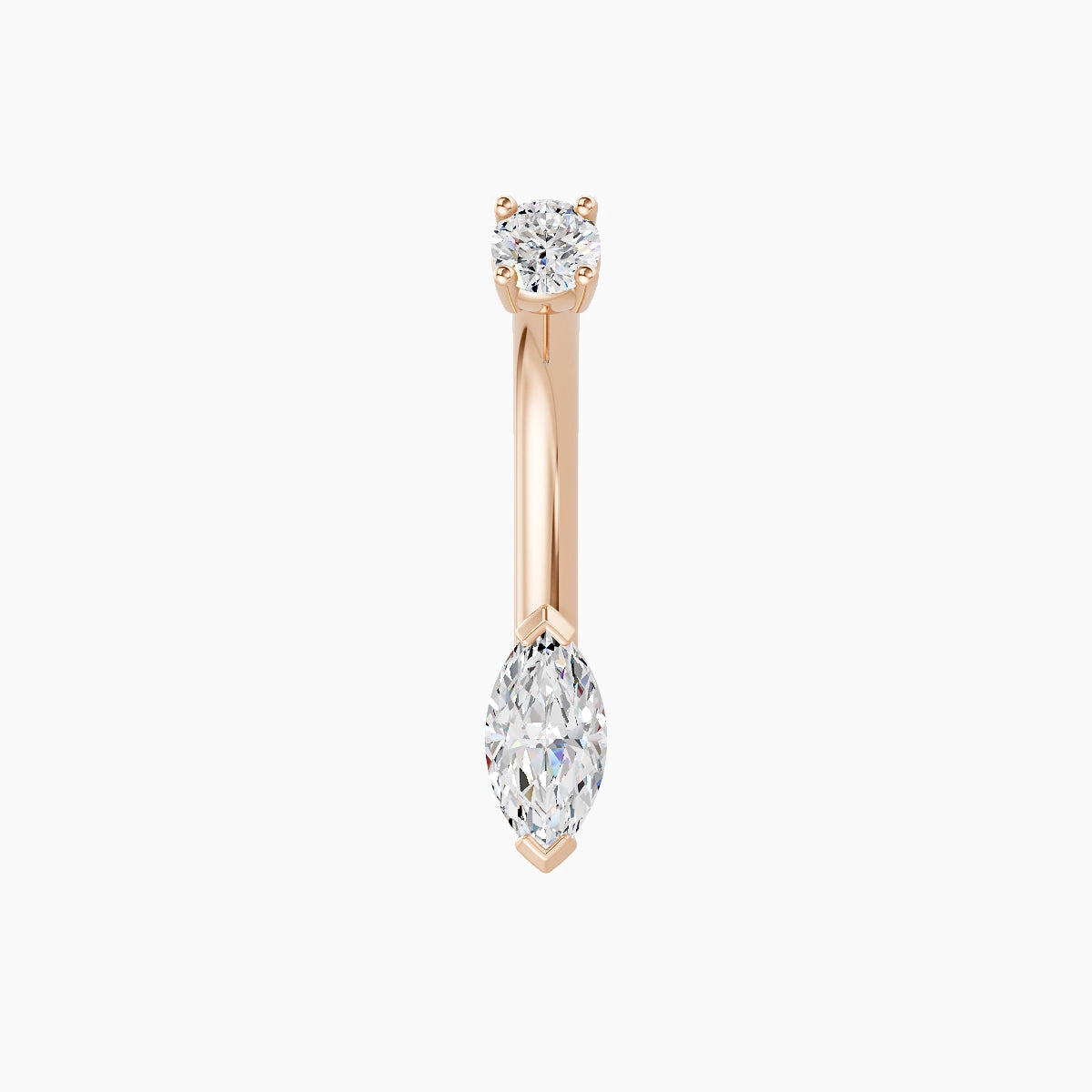 Nut | 18k Rose Gold 7 mm 8 mm Marquise Diamond Belly Piercing
