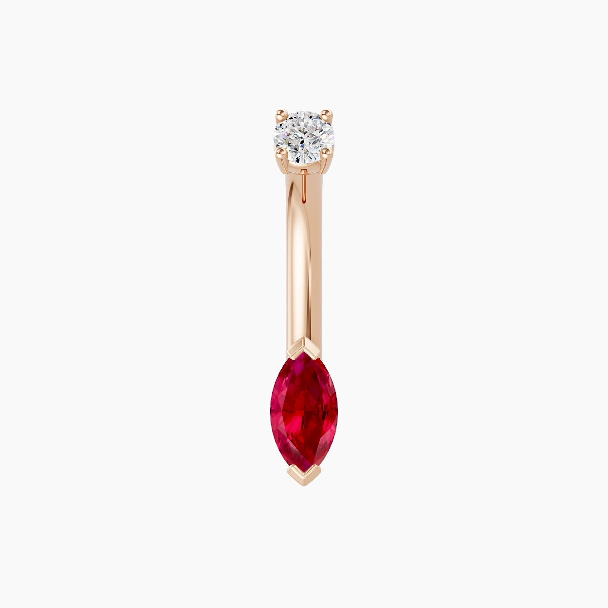 Nut | 18k Rose Gold 7 mm 8 mm Marquise Ruby & Diamond Belly Piercing