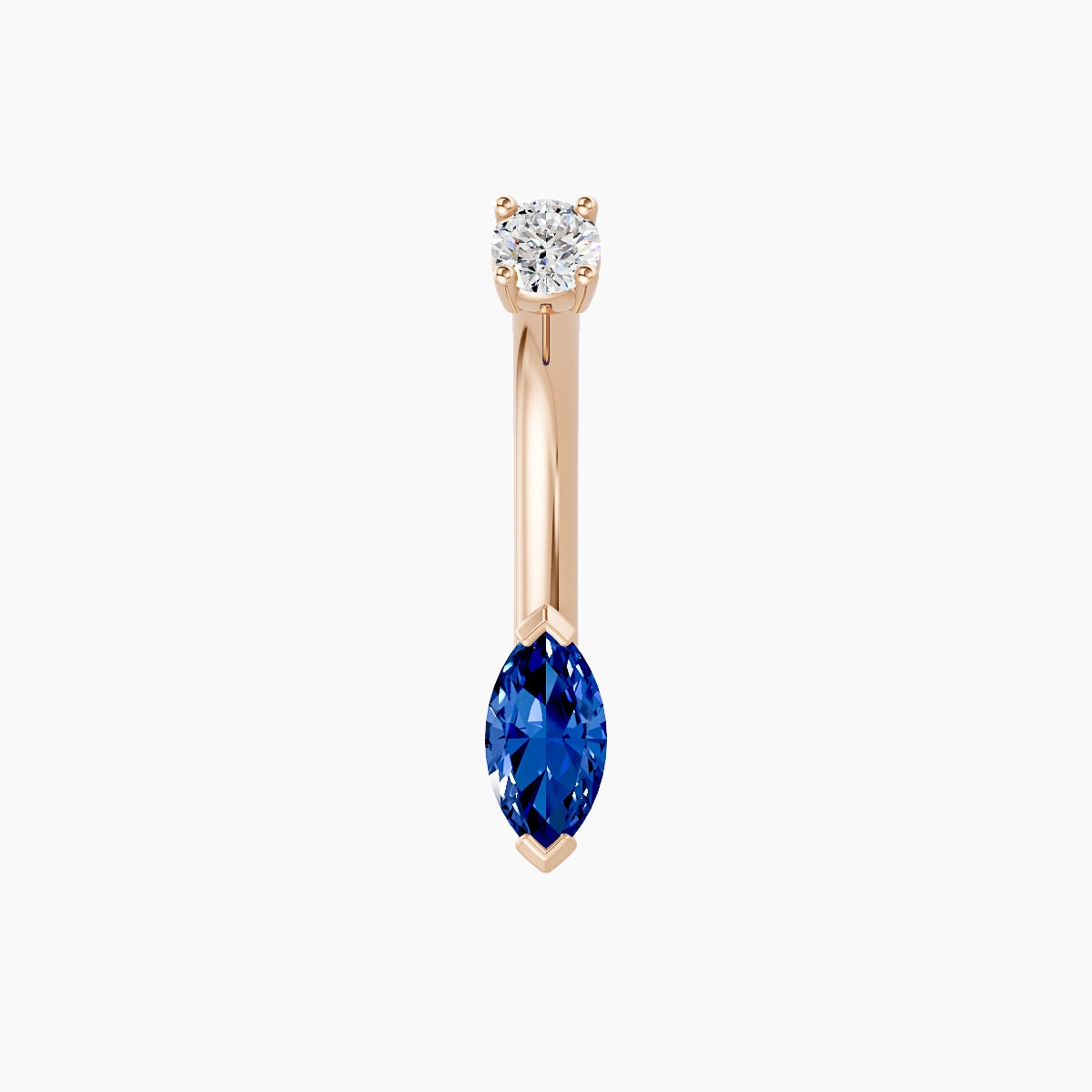 Nut | 18k Rose Gold 7 mm 8 mm Marquise Sapphire & Diamond Belly Piercing