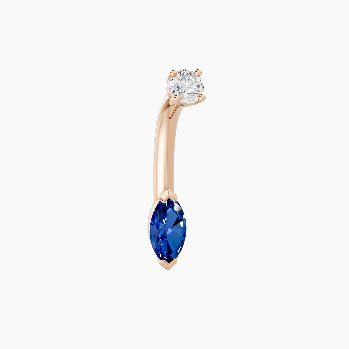 Nut | 18k Rose Gold 7 mm 8 mm Marquise Sapphire & Diamond Belly Piercing