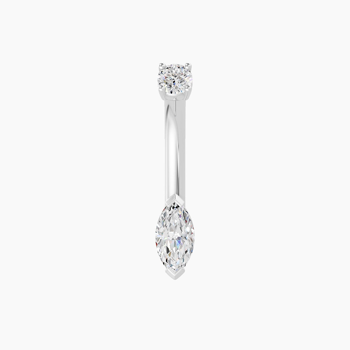 Nut | 18k White Gold 7 mm 8 mm Marquise Diamond Belly Piercing