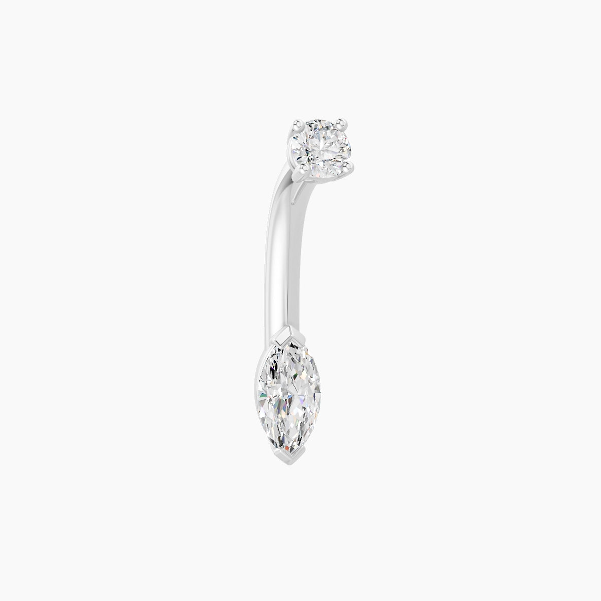 Nut | 18k White Gold 7 mm 8 mm Marquise Diamond Belly Piercing