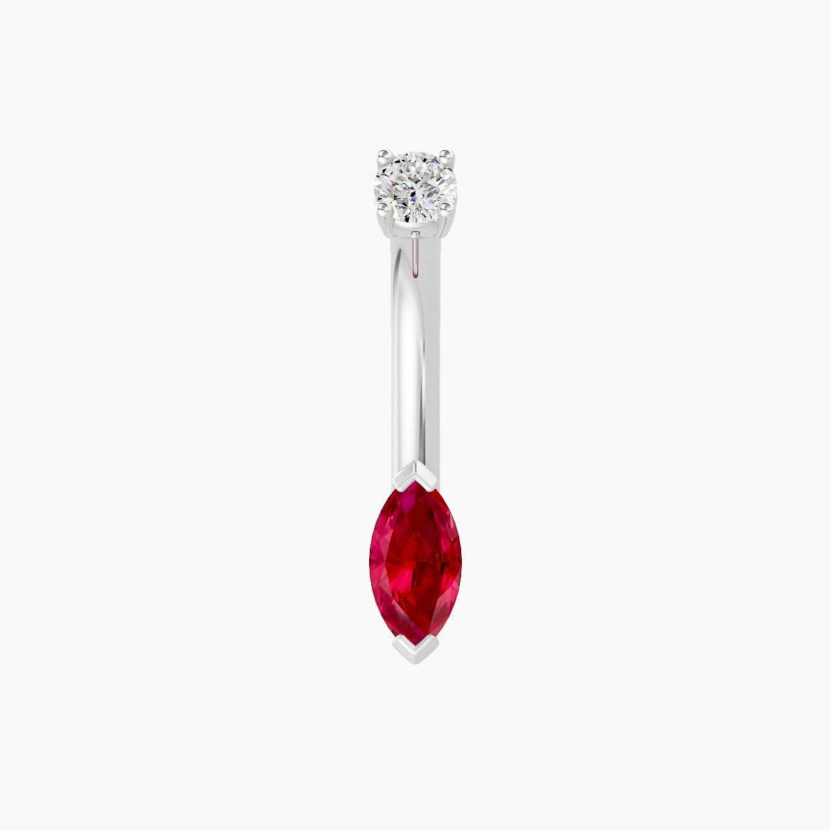 Nut | 18k White Gold 7 mm 8 mm Marquise Ruby & Diamond Belly Piercing