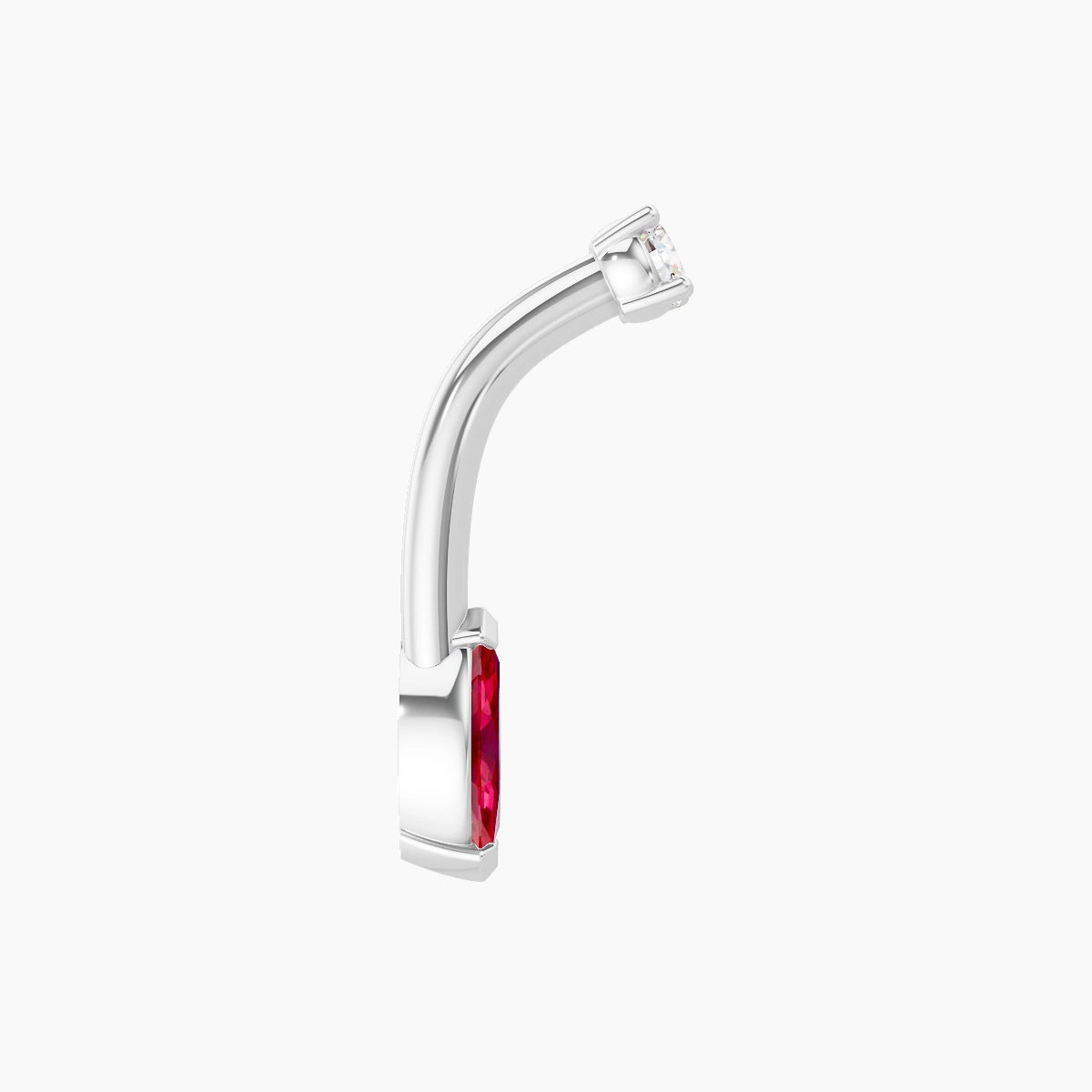 Nut | 18k White Gold 7 mm 8 mm Marquise Ruby & Diamond Belly Piercing