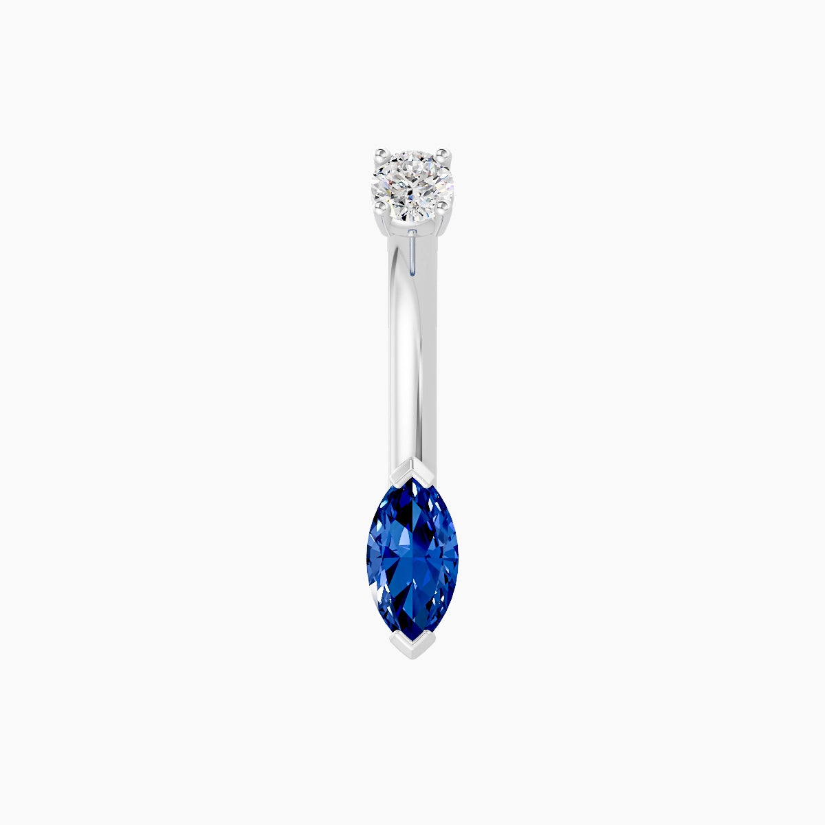Nut | 18k White Gold 7 mm 8 mm Marquise Sapphire & Diamond Belly Piercing