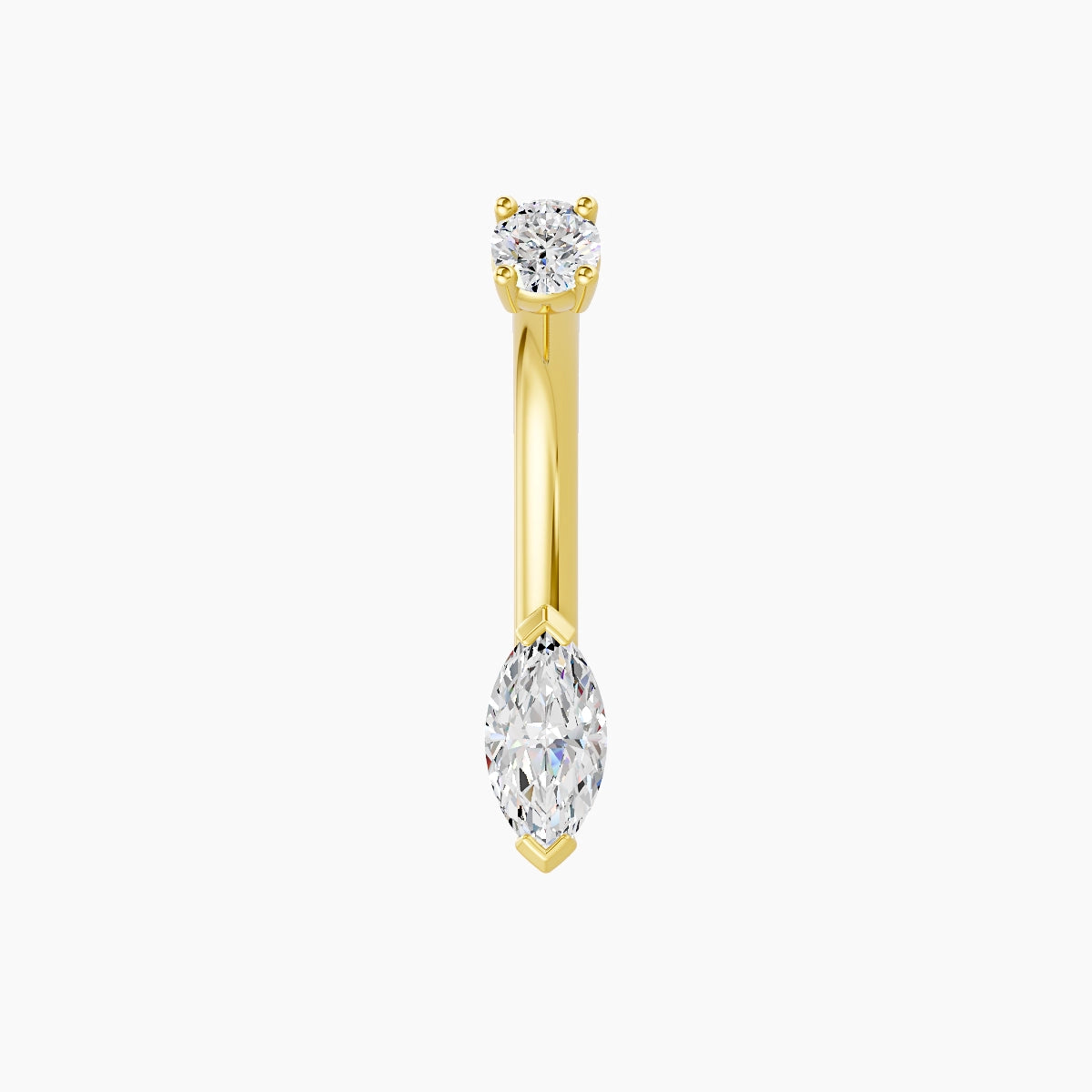 Nut | 18k Yellow Gold 7 mm 8 mm Marquise Diamond Belly Piercing