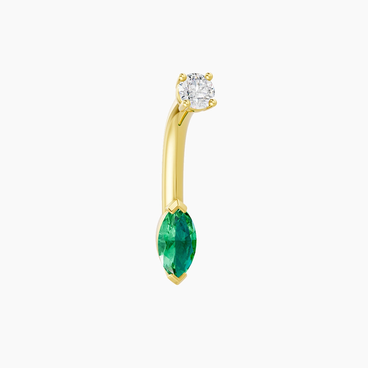 Nut | 18k Yellow Gold 7 mm 8 mm Marquise Emerald & Diamond Belly Piercing