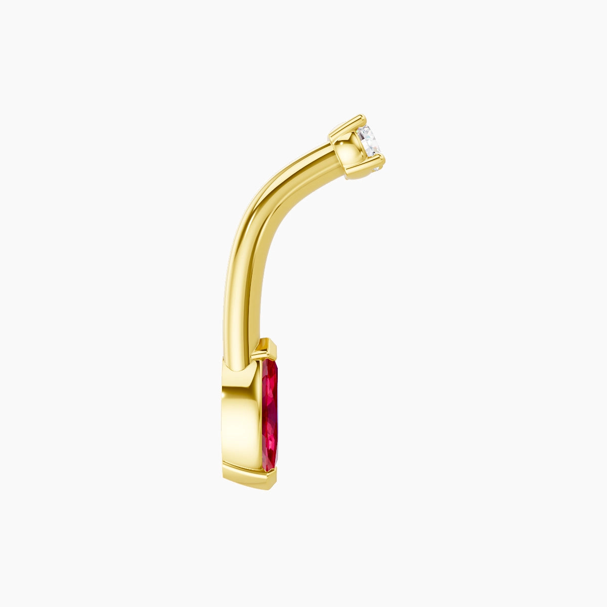 Nut | 18k Yellow Gold 7 mm 8 mm Marquise Ruby & Diamond Belly Piercing