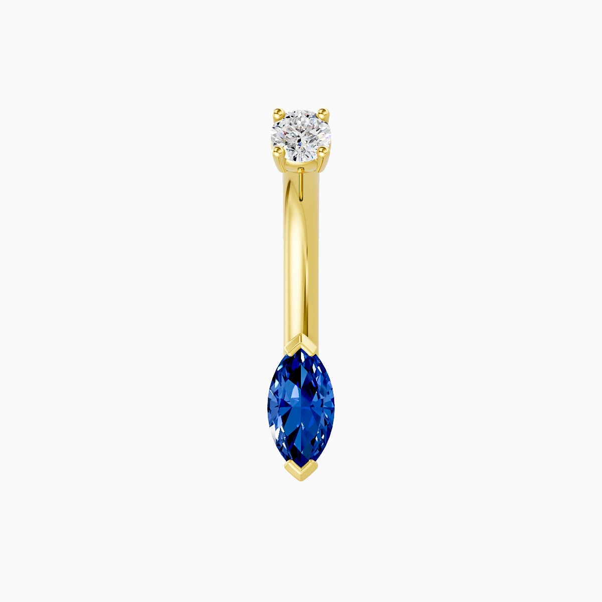Nut | 18k Yellow Gold 7 mm 8 mm Marquise Sapphire & Diamond Belly Piercing