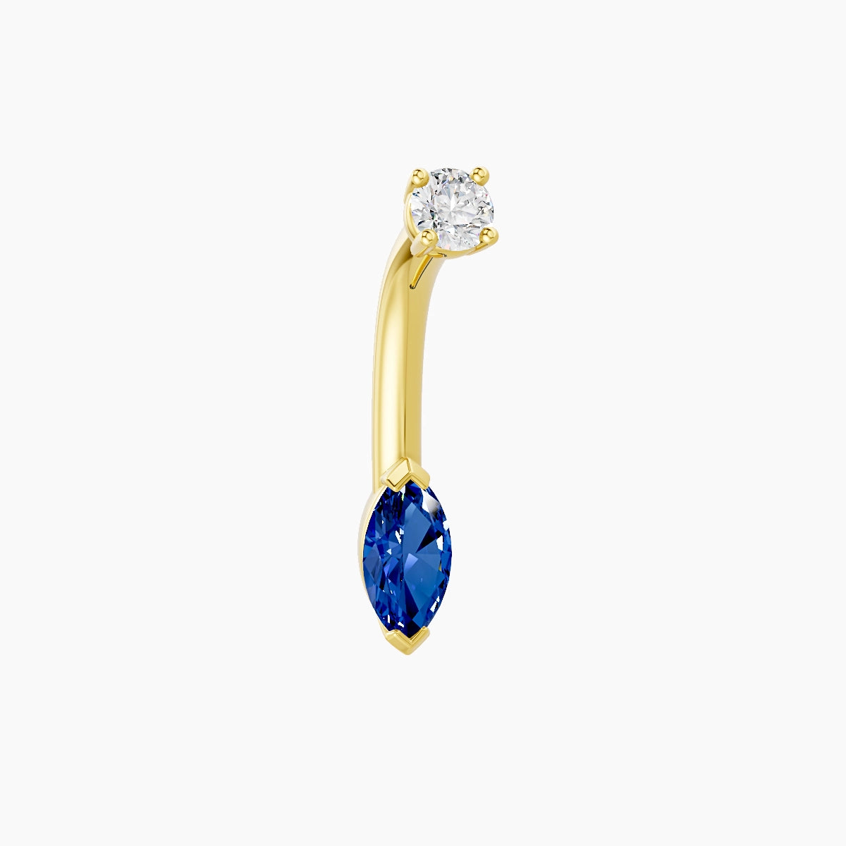 Nut | 18k Yellow Gold 7 mm 8 mm Marquise Sapphire & Diamond Belly Piercing